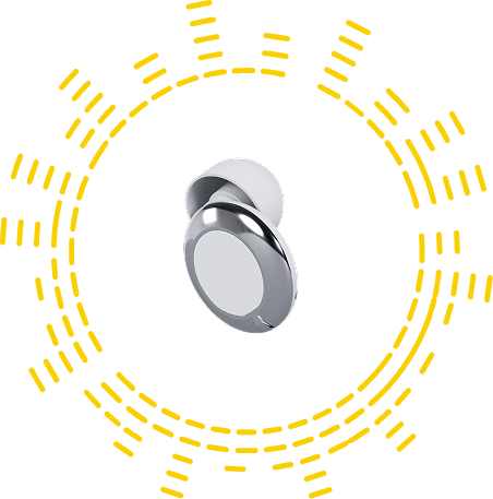 Silver door handle with yellow dashed lines on a white background